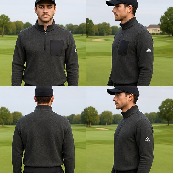 Adidas Golf Men’s 1/4 Zip Fleece Pullover Jacket Gray Size L ADVR0851 Pocket - Picture 1 of 10